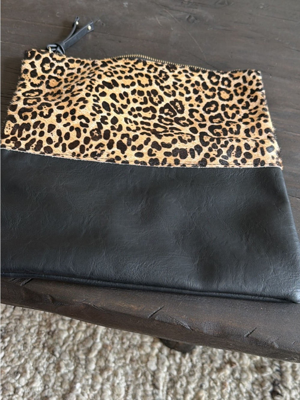Sole Society Leopard Print and Black Clutch